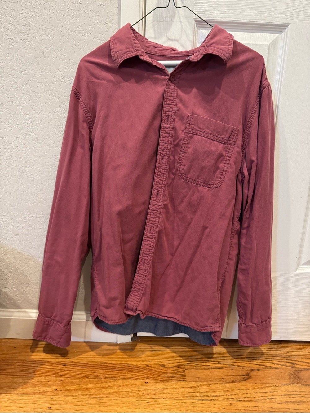 Raspberry button down 100% cotton